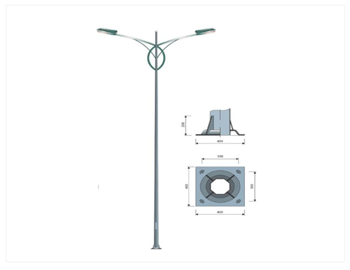 Picture of CỘT ĐÈN CAO ÁP CẦN KÉP CK01 CÓ ĐUÔI CẦN - mã CCA03