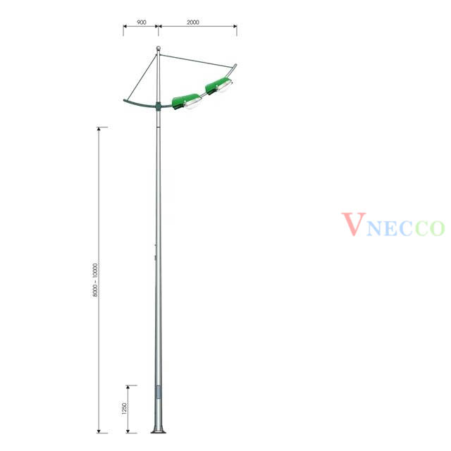 Picture of CỘT ĐÈN CAO ÁP CẦN CÁNH BUỒM ĐƠN LẮP 2 ĐÈN - mã CCA04