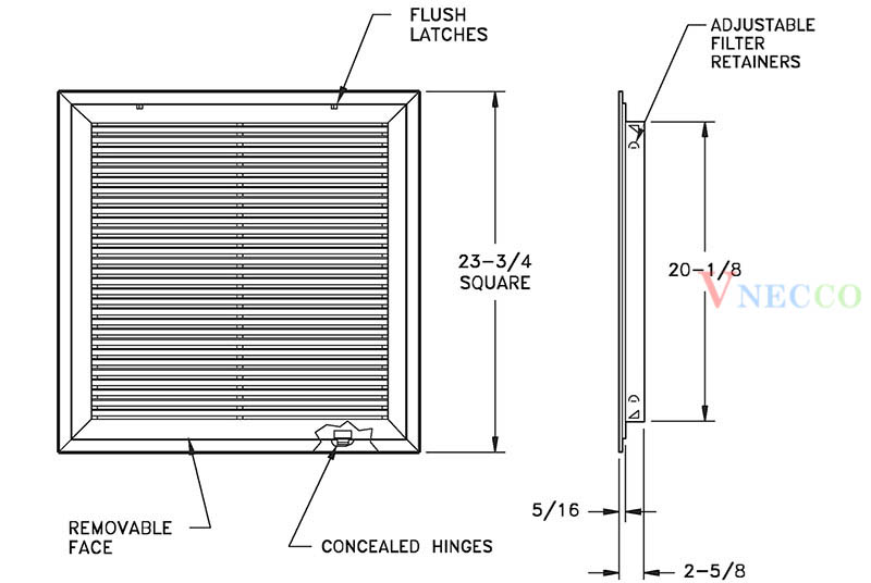 Picture of Cửa Gió Hồi Có Lưới Lọc Bụi Frg - Vn-Dl03