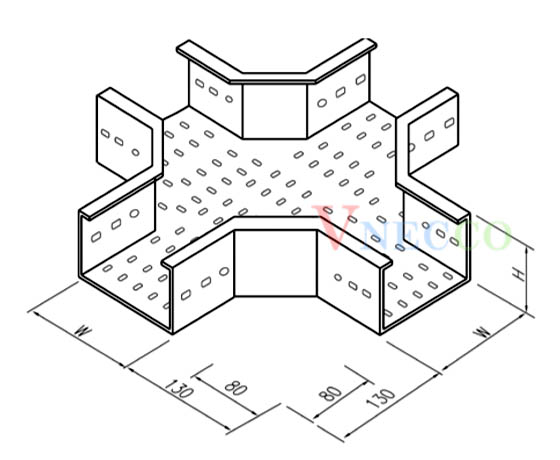 Picture of Cút máng 4 ngã đột lỗ sơn tĩnh điện FFTH1P75